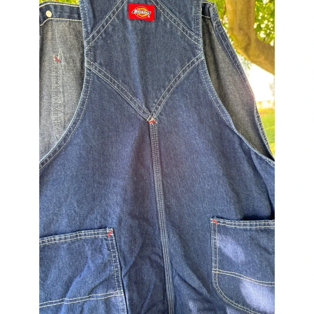 Dickies Bib Overalls Men's 38x32 Blue Denim Carpenter 2014 Made Mexico Zip Fly